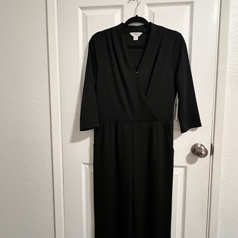 Vintage Liz Claiborne Black Jumpsuit Romper Zip One-Piece‎ Pant Suit Size 6